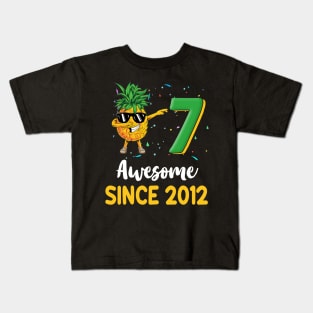 7th Birthday Pineapple Dabbing 7 Years Old Kids T-Shirt